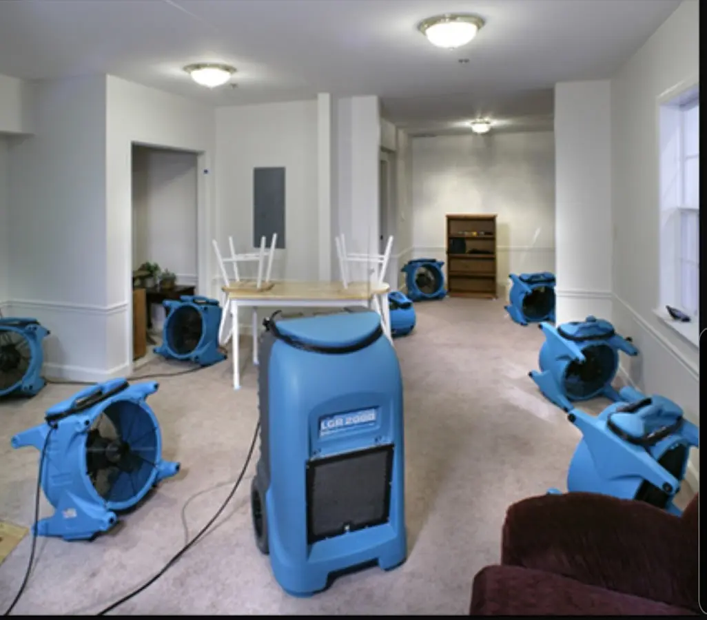 Air movers and dehumidifier setup for Water Extraction & Removal in Monterey Park